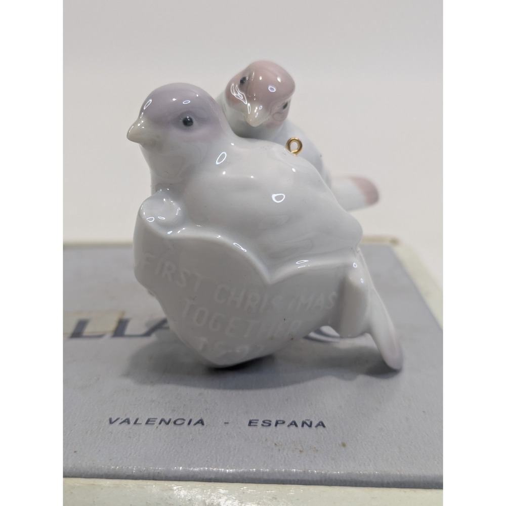 Lladró 6038 First Christmas Together Lovebirds Ornament 1993 w/ Box‎